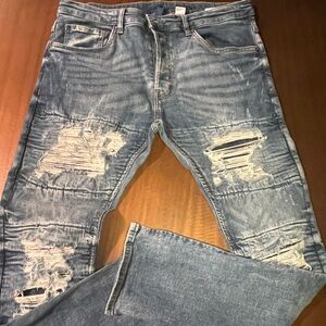H&M Men's Distressed Blue Skinny Jeans